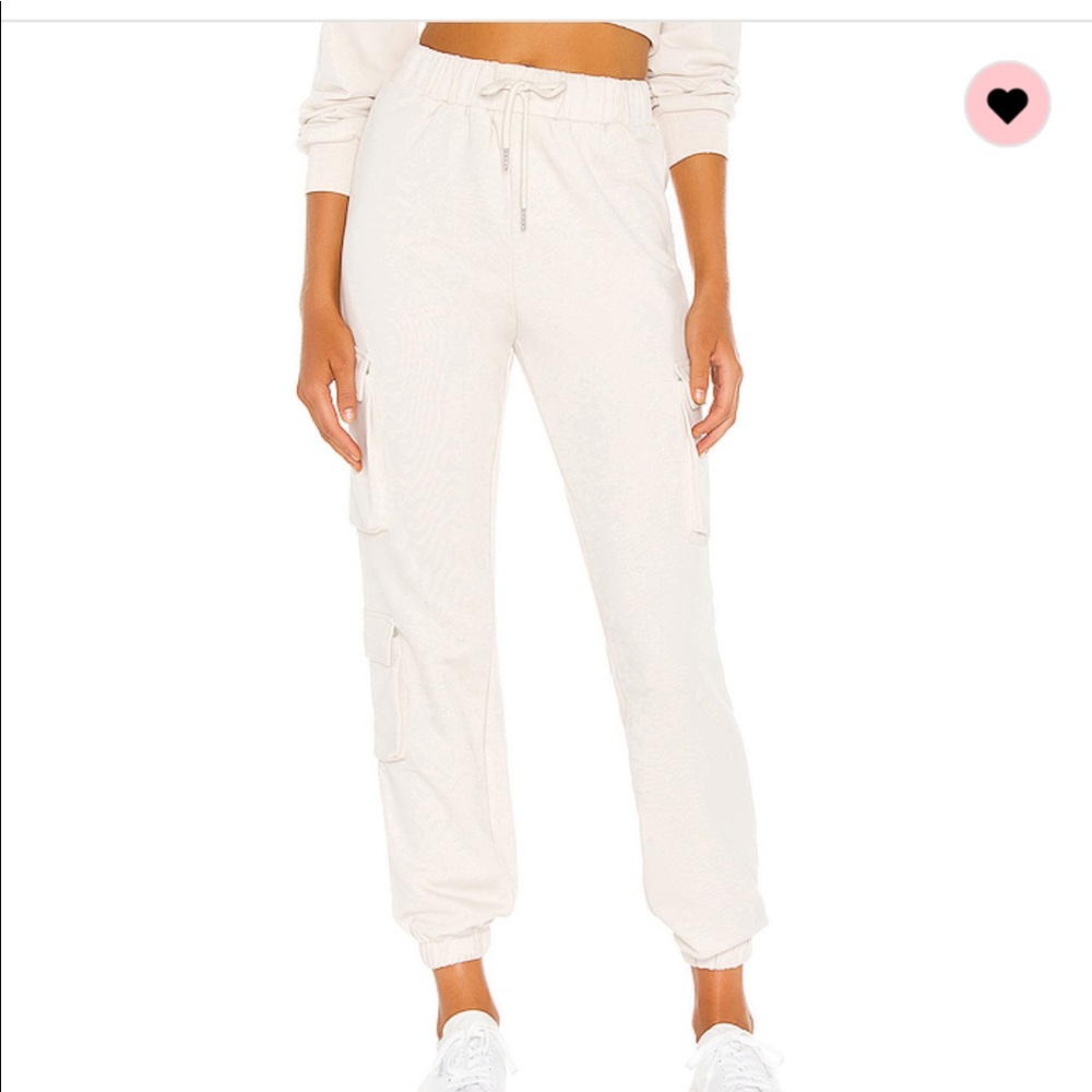 Bethany Cargo Sweatpant in Beige Revolve